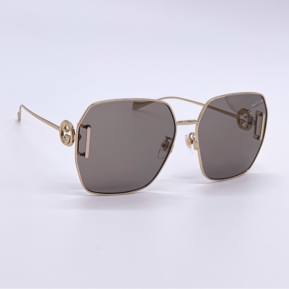 NEW GUCCI GG1207SA 005 GOLD WOMEN OVERSIZED GOLD BROWN SUNGLASSES GUCCI main image 7